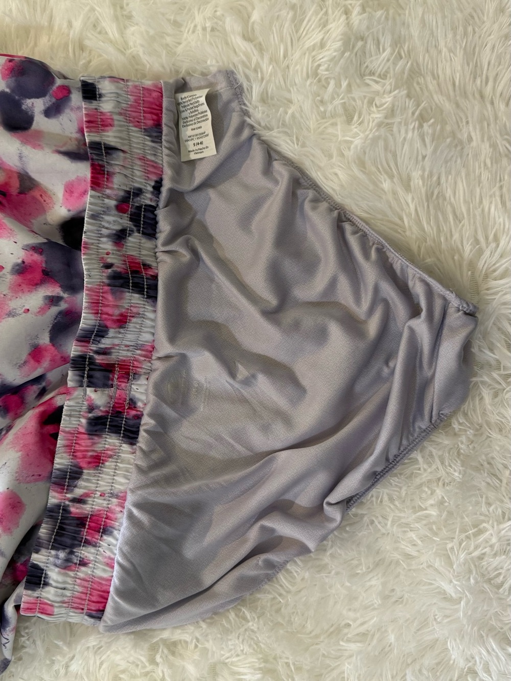 Athletic Works Pink & Gray Floral Split-Hem Running Shorts - Picture 4 of 5